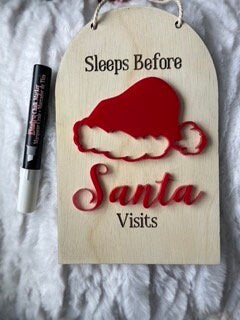Christmas Countdown Dry Erase Sign, Sleeps Before Santa Visits, Christmas Sign